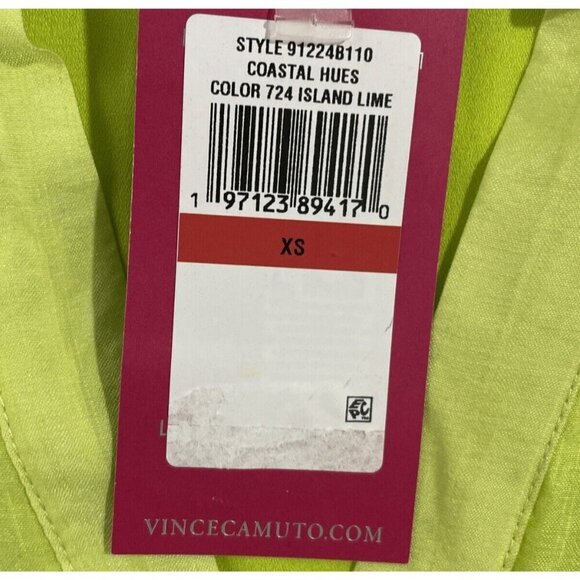 NEW Vince Camuto Womens Split-Neck Quarter Puf Island Lime XS - Picture 7 of 10